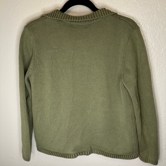Karen Scott - Cable Knit Sweater Green Small Zip Up - Picture 5 of 5
